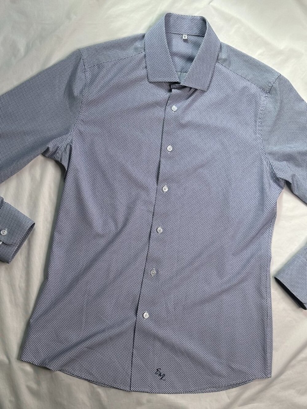 State & Liberty Dress Shirt Men's M Athletic Fit Geometric Stretch Performance